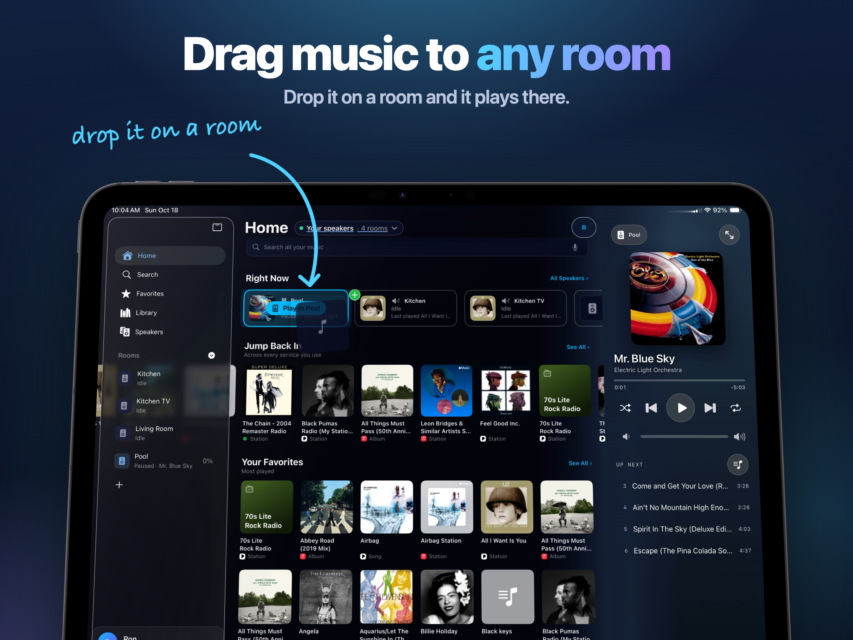Drag music to any room